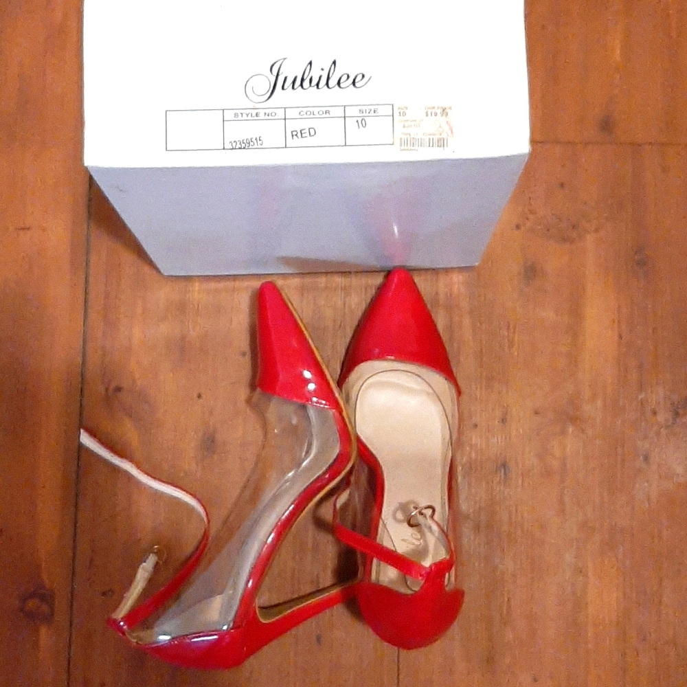 Shoes/red, clear, pumps